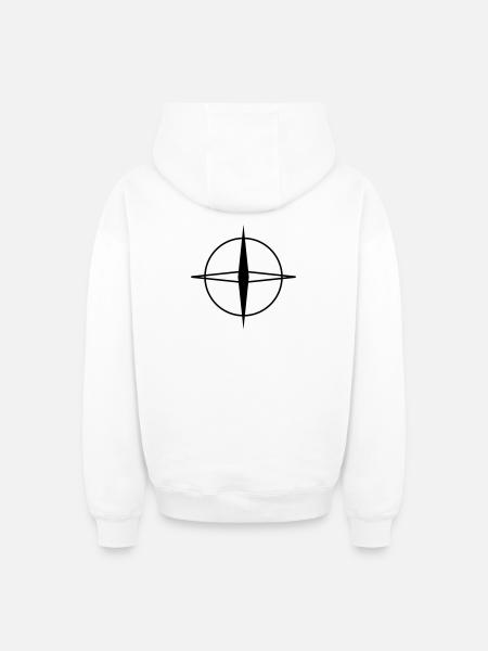 Minimalistisch zwart wit geometrisch patroonontwerp - Hoodie unisex met rits oversized van zware kwaliteit - wit