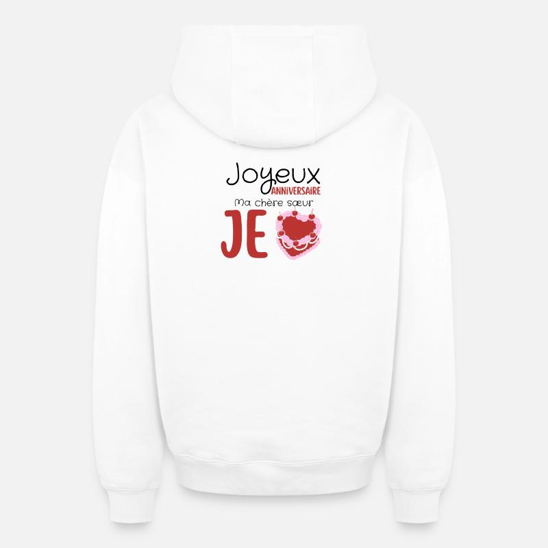 Joyeux anniversaire  - Sweat à capuche unisexe zippé oversize épais SPREAD - blanc