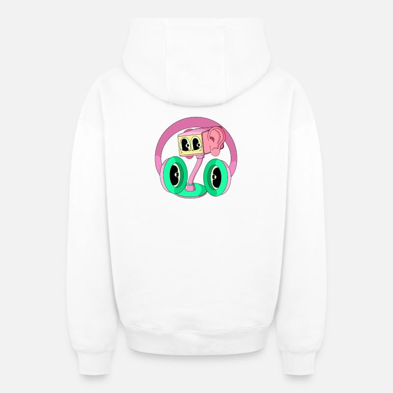 FRÉQUENCE - Sweat à capuche unisexe zippé oversize épais SPREAD - blanc