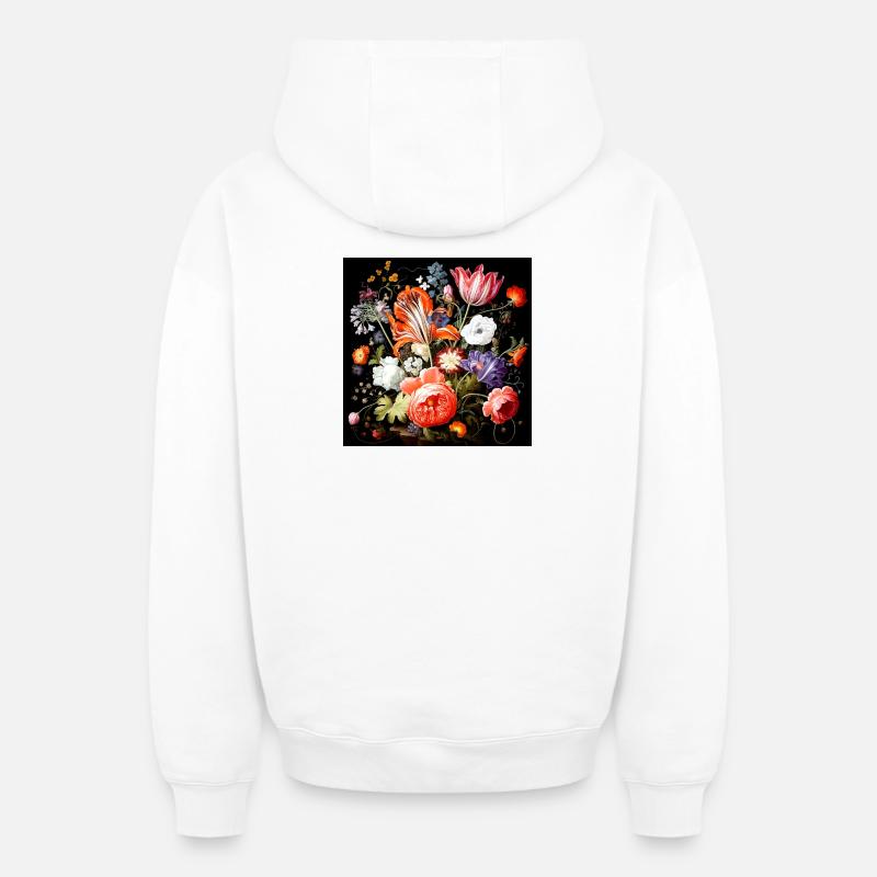Fantaisies fleuries style baroque flamand - Sweat à capuche unisexe zippé oversize épais SPREAD - blanc