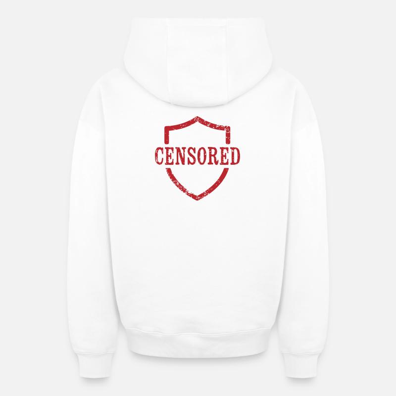 Bouclier Grunge censuré Design - Sweat à capuche unisexe zippé oversize épais SPREAD - blanc