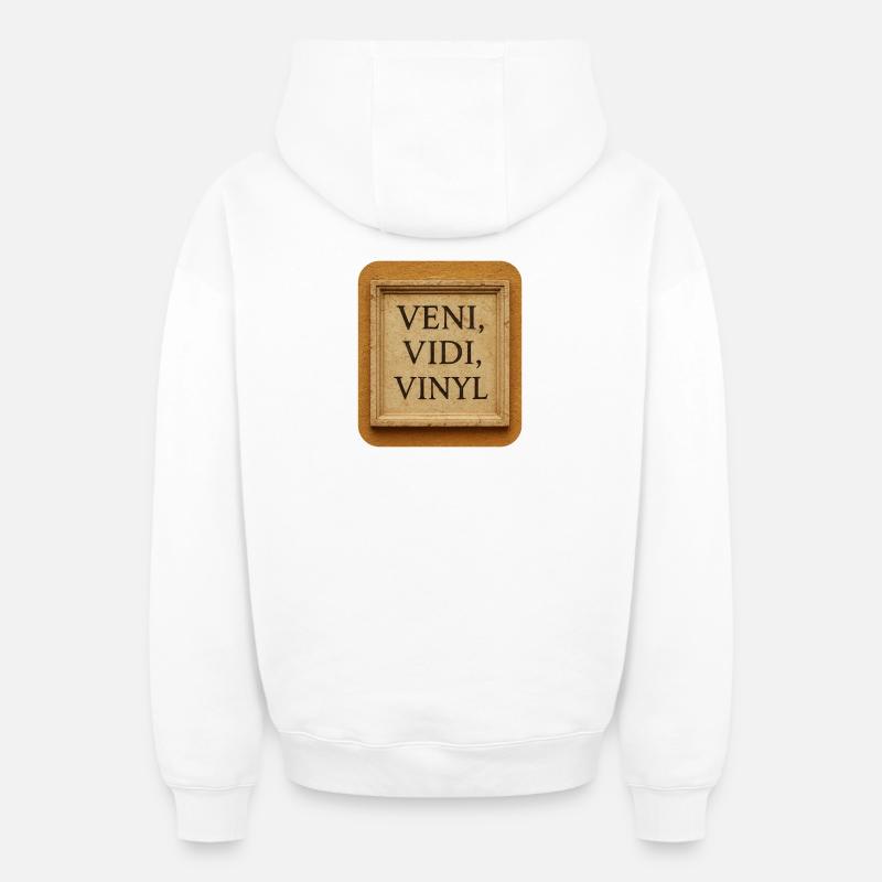 Veni, Vidi, Vinyle - Sweat à capuche unisexe zippé oversize épais SPREAD - blanc