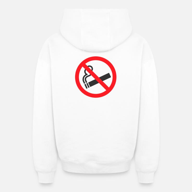Panneau d’interdiction de fumer - Sweat à capuche unisexe zippé oversize épais SPREAD - blanc