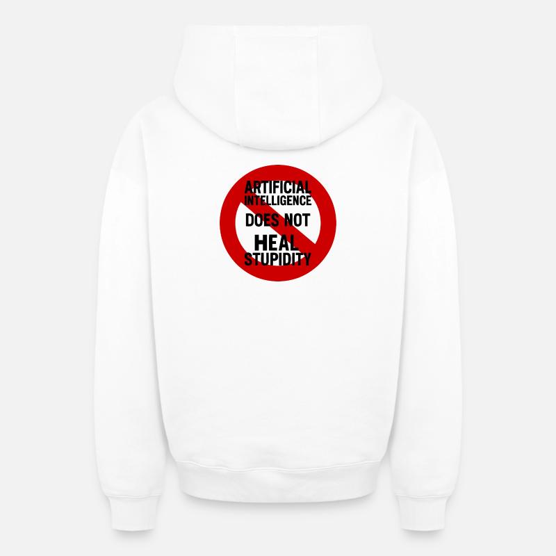 Impression anti-IA critique - Sweat à capuche unisexe zippé oversize épais SPREAD - blanc