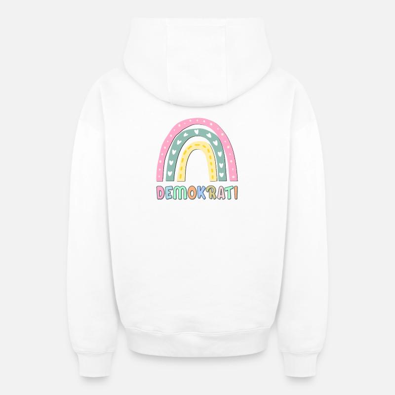 Démocratie arc-en-ciel - Sweat à capuche unisexe zippé oversize épais SPREAD - blanc