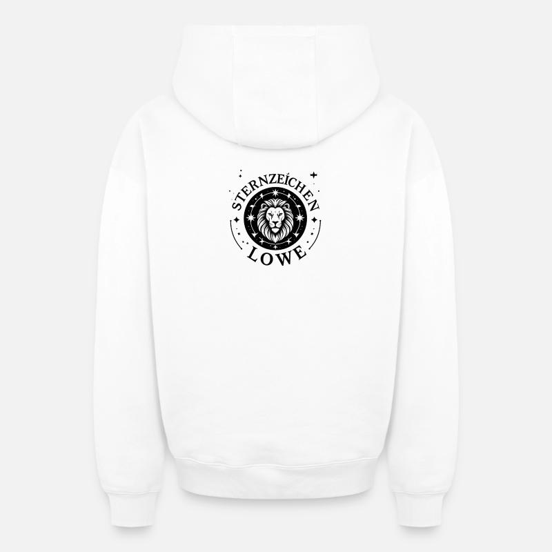 Zodiaque Lion Mandala - Sweat à capuche unisexe zippé oversize épais SPREAD - blanc