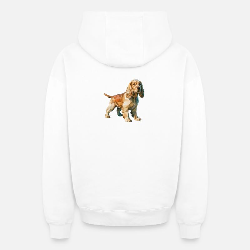Cocker Spaniel - Cooles Low-Poly-Logo - Oversized Heavyweight Unisex Zip Hoodie - Weiß