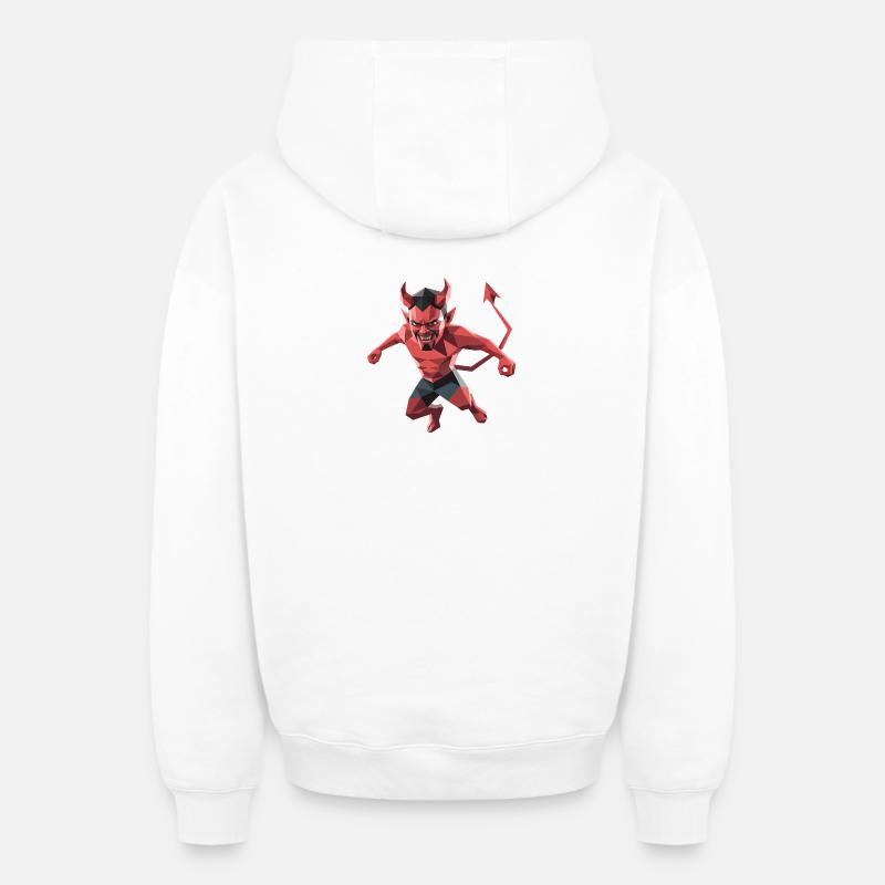 Devil - Cool Low Poly Logo - Oversized Heavyweight Unisex Zip Hoodie - white