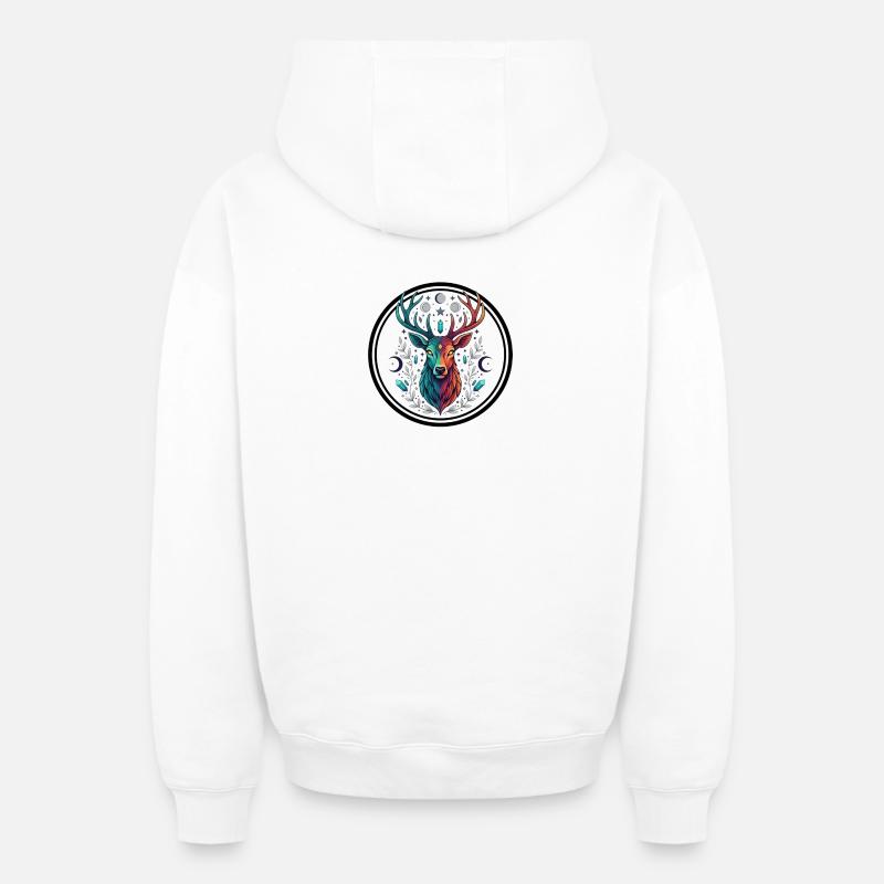 Cerf arc-en-ciel Lune de cristal - Sweat à capuche unisexe zippé oversize épais SPREAD - blanc