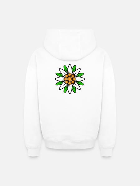 Edelweiss - Sweat à capuche unisexe zippé oversize épais SPREAD - blanc