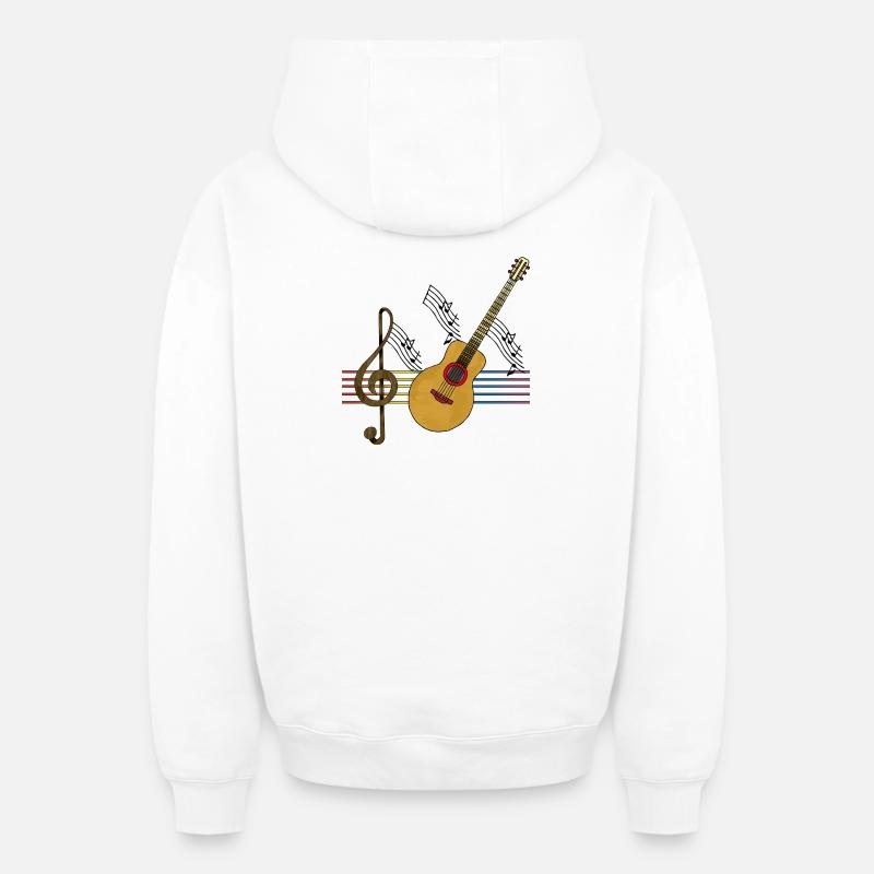 guitare - Sweat à capuche unisexe zippé oversize épais SPREAD - blanc