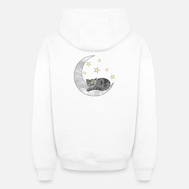 chat - Sweat à capuche unisexe zippé oversize épais SPREAD - blanc