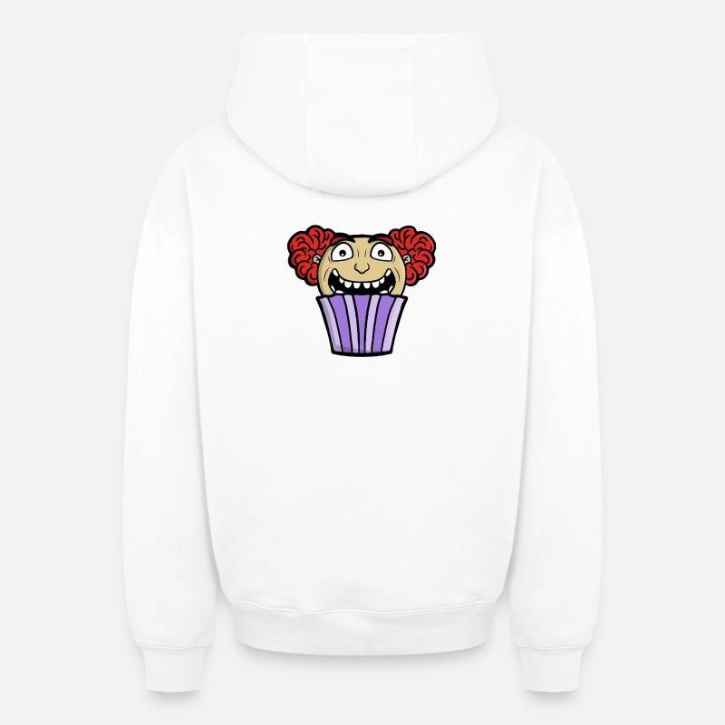Clown cupcake effrayant - Sweat à capuche unisexe zippé oversize épais SPREAD - blanc