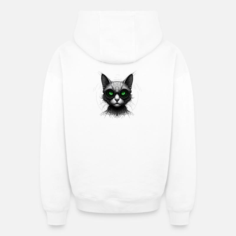 Grüne Augen Computer Programmierer Geek Katze - Oversized Heavyweight Unisex Zip Hoodie - Weiß