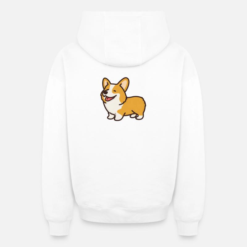corgi - Sweat à capuche unisexe zippé oversize épais SPREAD - blanc