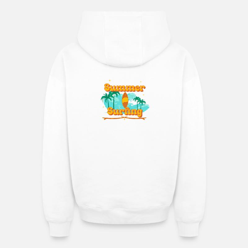 Surf - Sweat à capuche unisexe zippé oversize épais SPREAD - blanc