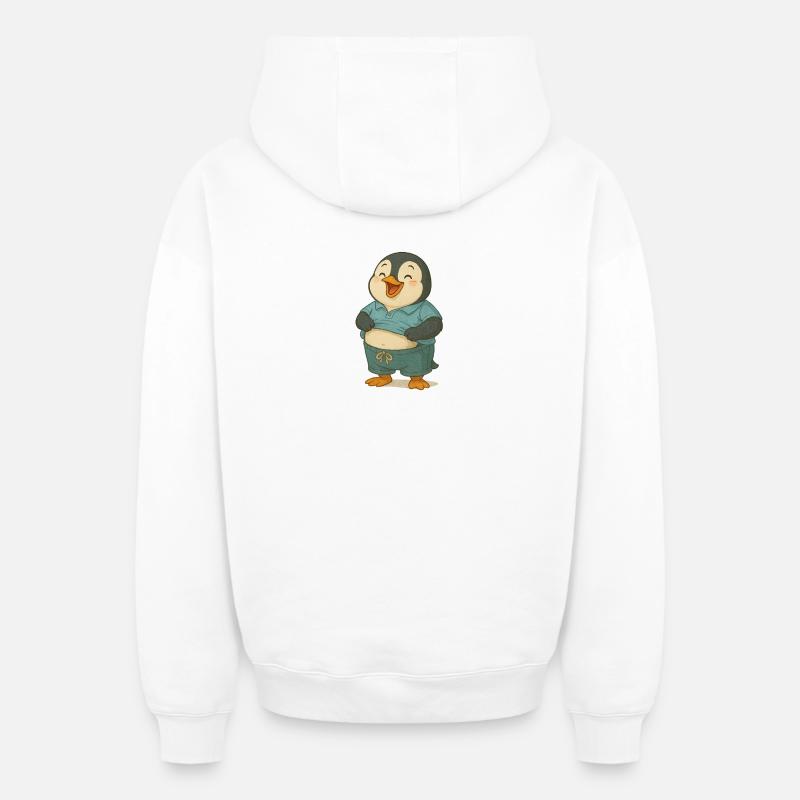 Pingouin heureux avec ventre - Sweat à capuche unisexe zippé oversize épais SPREAD - blanc