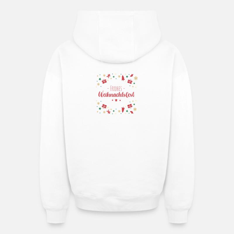 Joyeux Noël - Sweat à capuche unisexe zippé oversize épais SPREAD - blanc