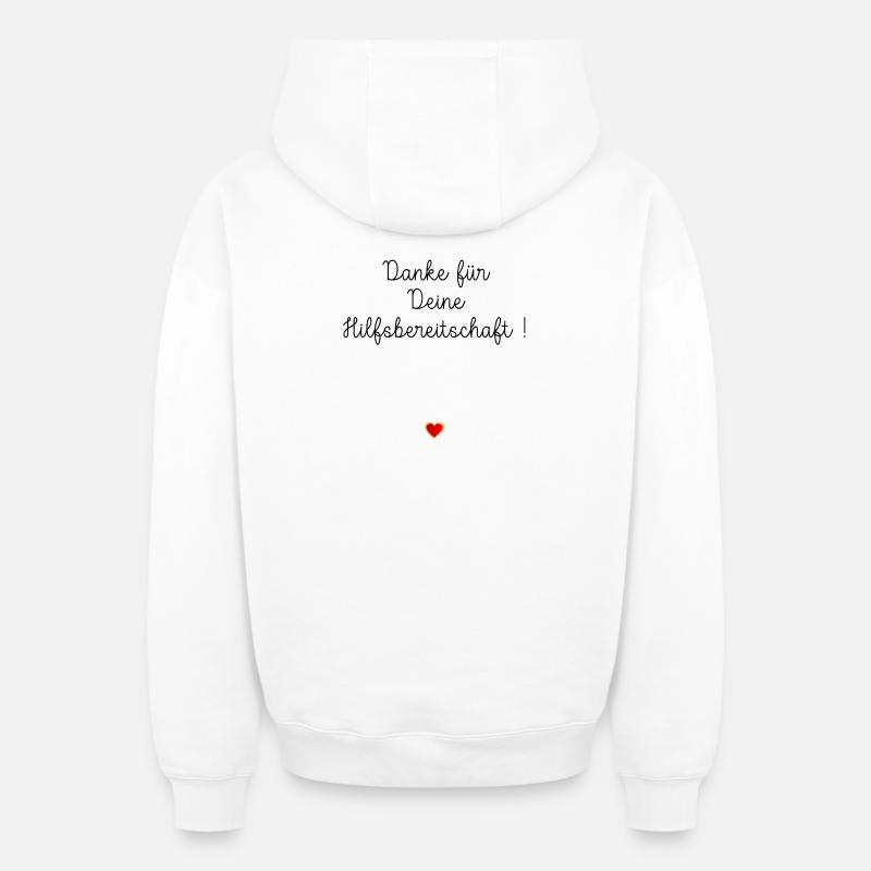MERCI SERVIABILITÉ CŒUR - Sweat à capuche unisexe zippé oversize épais SPREAD - blanc