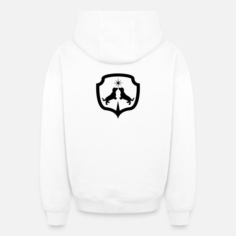 Teckel - Sweat à capuche unisexe zippé oversize épais SPREAD - blanc