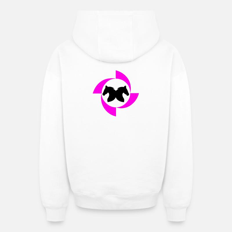 Chevaux - Sweat à capuche unisexe zippé oversize épais SPREAD - blanc
