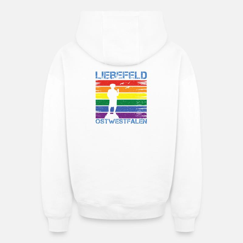 Liebefeld ❤ Leineweber PRIDE - Sweat à capuche unisexe zippé oversize épais SPREAD - blanc