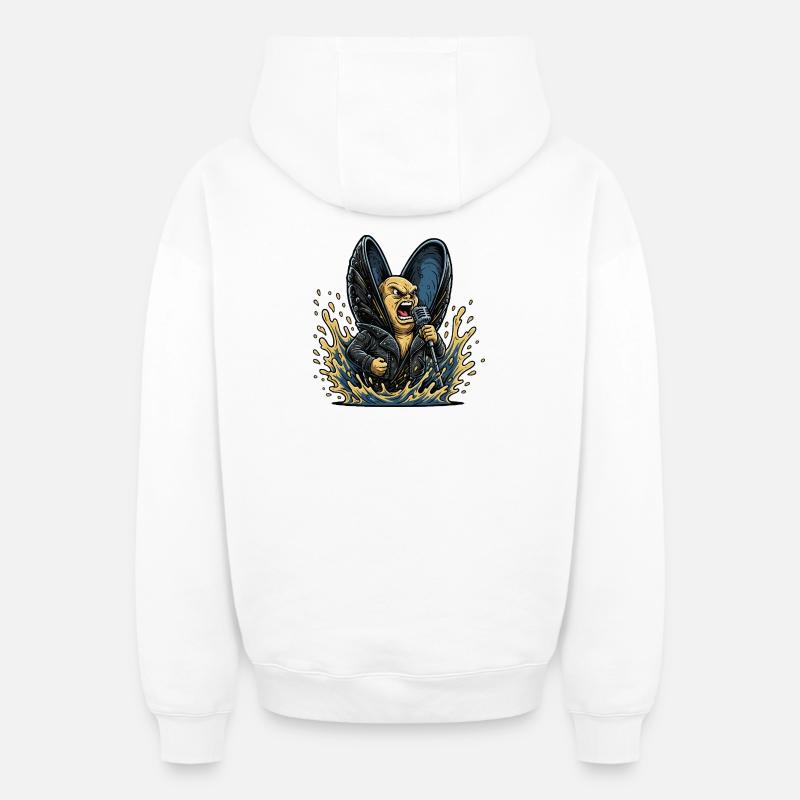 Bascule à moules avec microphone - Sweat à capuche unisexe zippé oversize épais SPREAD - blanc