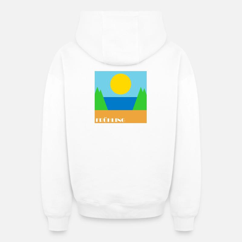 Source - Sweat à capuche unisexe zippé oversize épais SPREAD - blanc