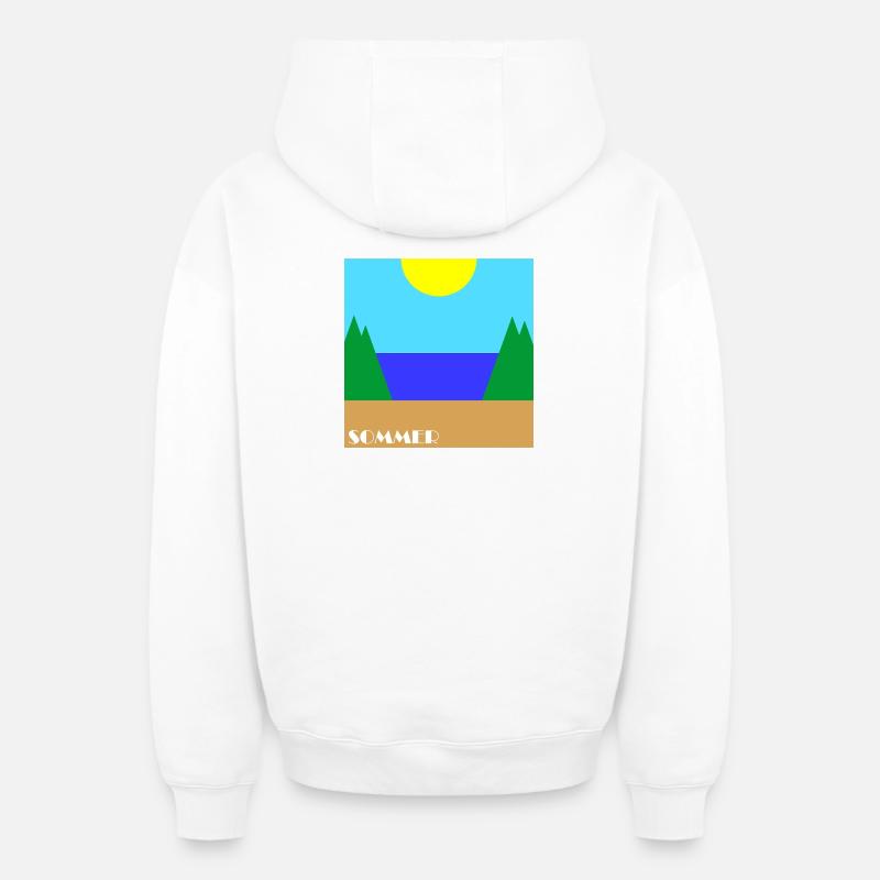 Été - Sweat à capuche unisexe zippé oversize épais SPREAD - blanc