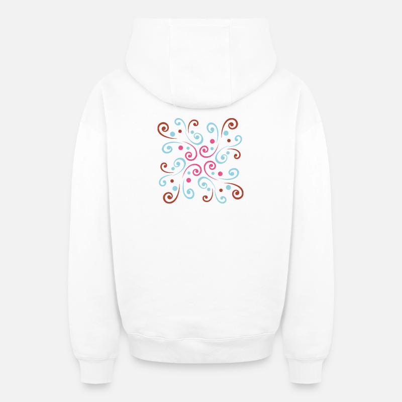Design ondulé abstrait par Cean - Sweat à capuche unisexe zippé oversize épais SPREAD - blanc