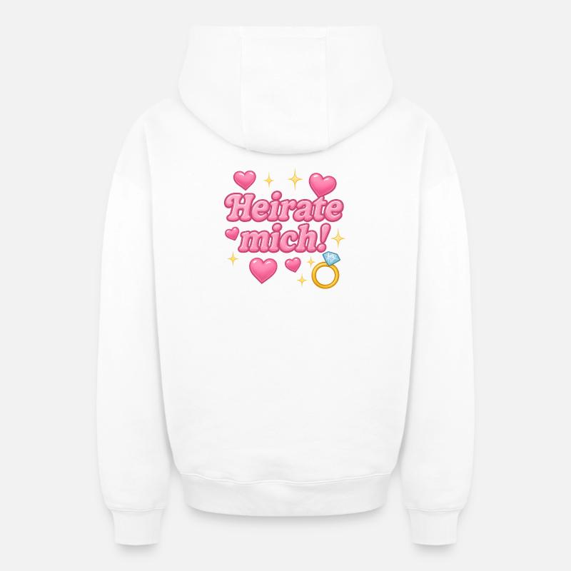 Épouse-moi! / Conception Y2K - Sweat à capuche unisexe zippé oversize épais SPREAD - blanc