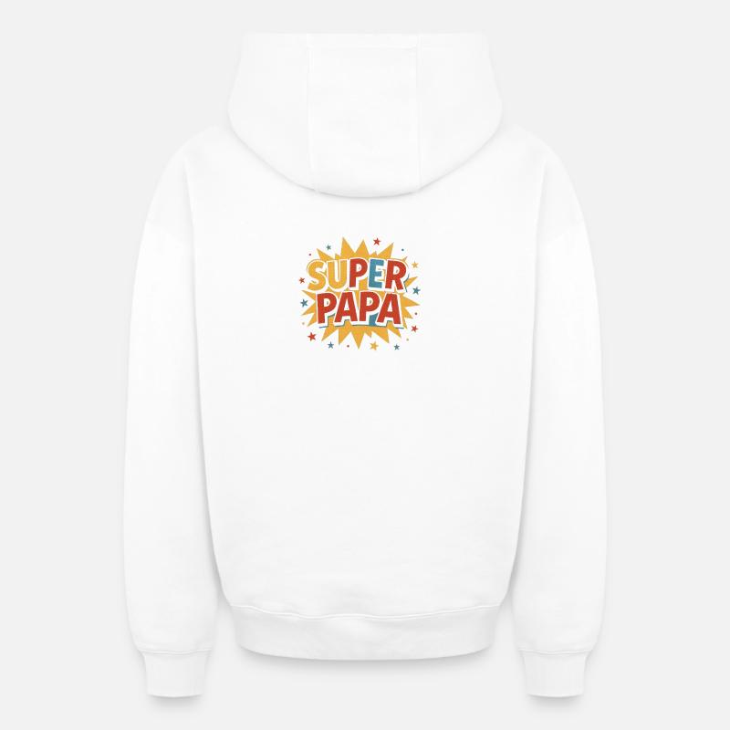 Super Dad Comic Burst Rétro - Sweat à capuche unisexe zippé oversize épais SPREAD - blanc