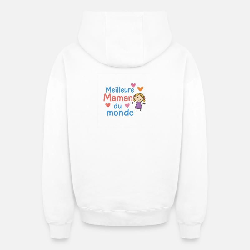 Meilleure Maman du monde - Sweat à capuche unisexe zippé oversize épais SPREAD - blanc