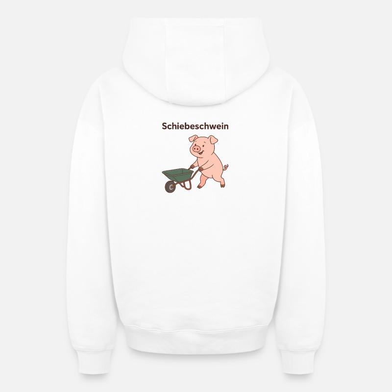 Pousser le cochon - Sweat à capuche unisexe zippé oversize épais SPREAD - blanc