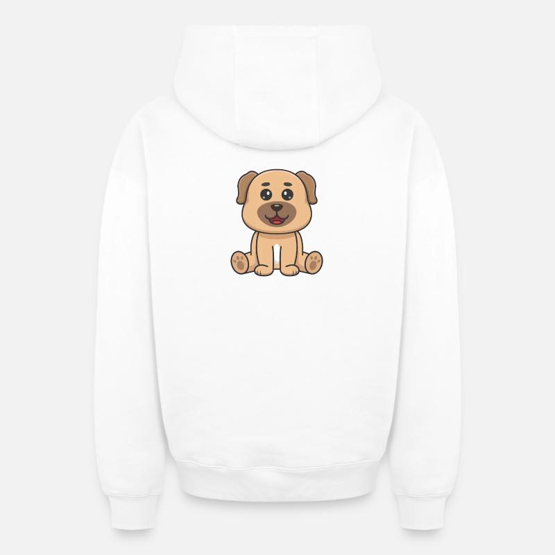 Chien mignon - Sweat à capuche unisexe zippé oversize épais SPREAD - blanc