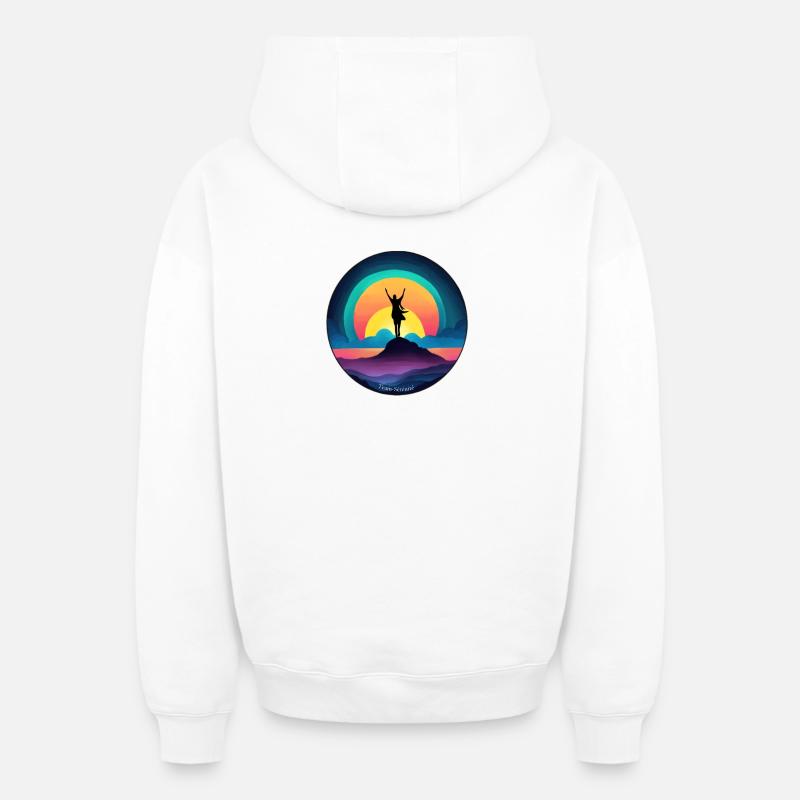 Sérénité au soleil levant - Sweat à capuche unisexe zippé oversize épais SPREAD - blanc