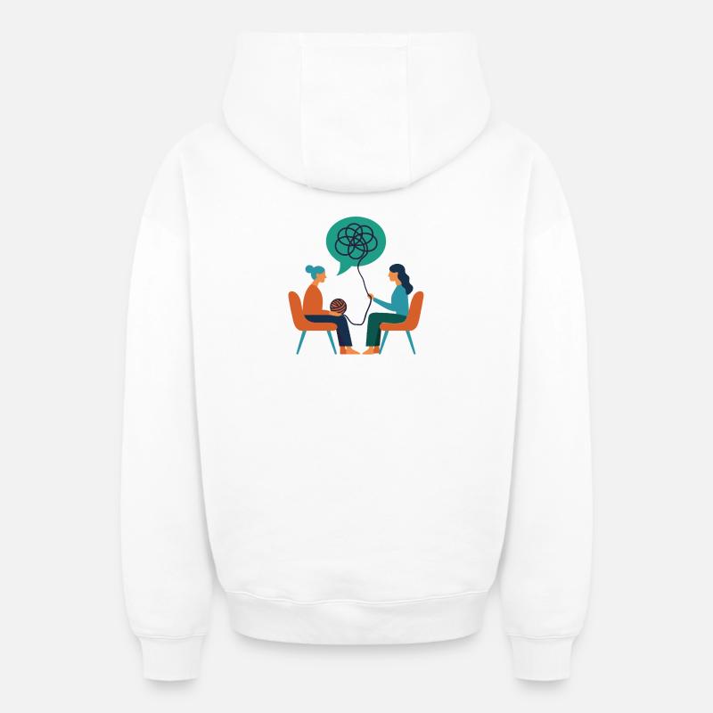 Thérapeute – Illustration de la psyché - Sweat à capuche unisexe zippé oversize épais SPREAD - blanc