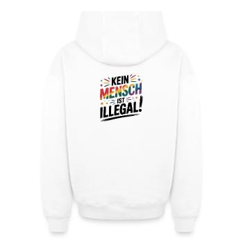 Kein Mensch ist illegal - Cool Pride Logo - Oversized Heavyweight Unisex Zip Hoodie - Weiß - Hinten - AI Model Male 178 light (178cm)