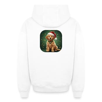 Santa Pup Christmas Bell - Oversized Heavyweight Unisex Zip Hoodie - white - Back - AI Model Male 178 light (178cm)