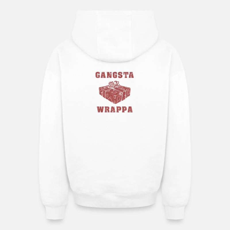 Gangsta Wrappa - Sweat à capuche unisexe zippé oversize épais SPREAD - blanc