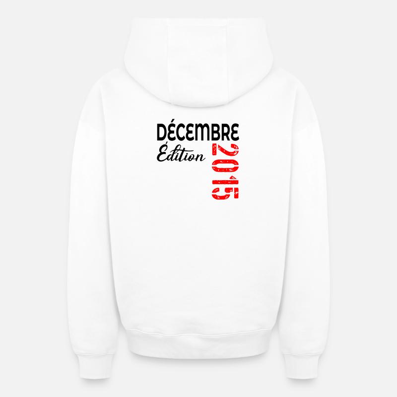 Décembre 2015 Anniversaire - Sweat à capuche unisexe zippé oversize épais SPREAD - blanc