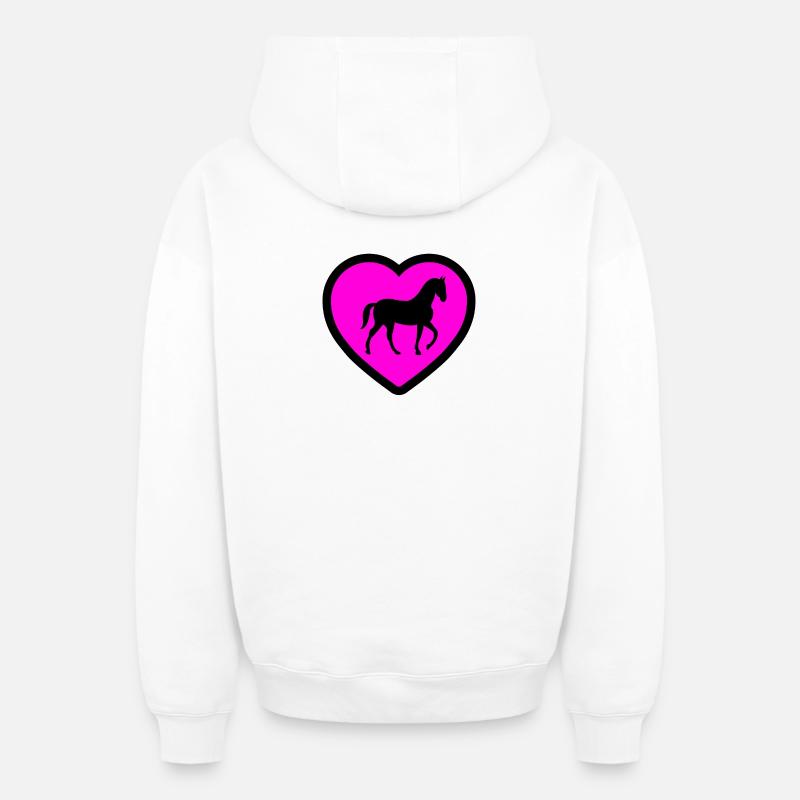 Chevaux - Sweat à capuche unisexe zippé oversize épais SPREAD - blanc