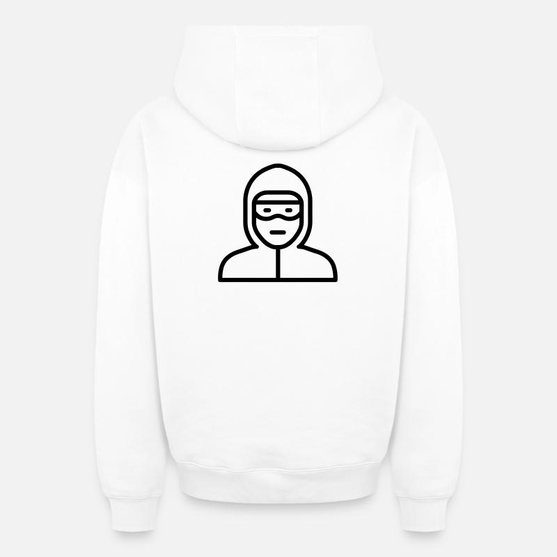 hacker - Sweat à capuche unisexe zippé oversize épais SPREAD - blanc