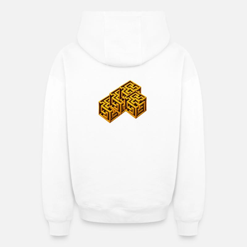 Cube du Labyrinthe d’Or - Sweat à capuche unisexe zippé oversize épais SPREAD - blanc