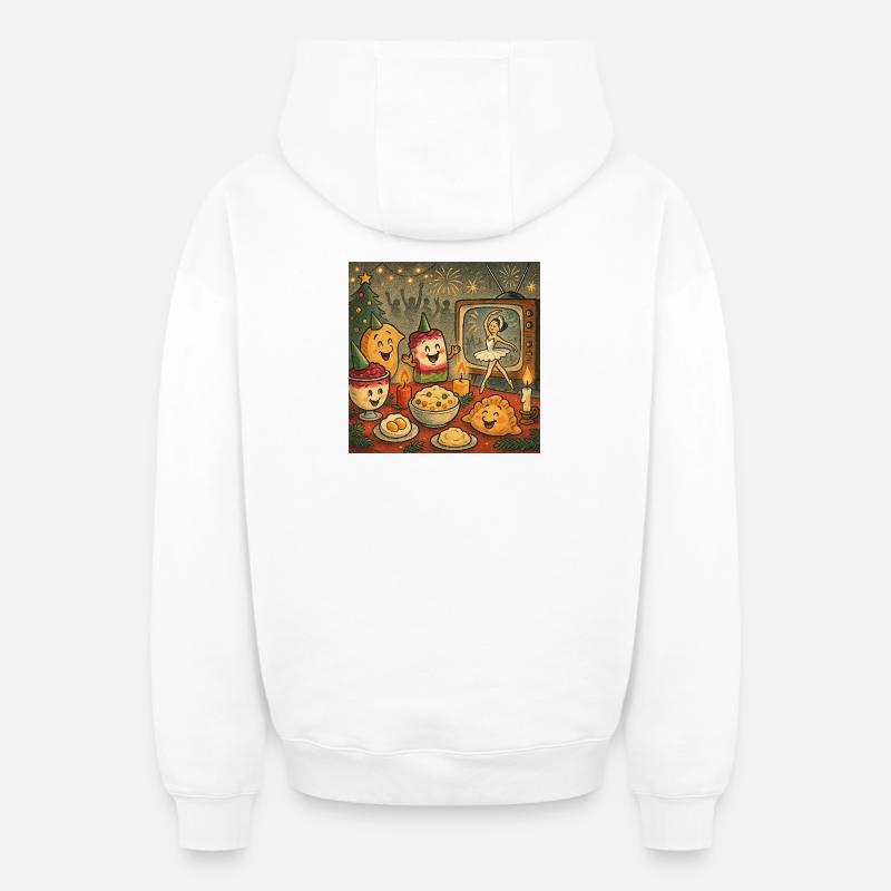 Cygnes magiques de Noël dansant - Sweat à capuche unisexe zippé oversize épais SPREAD - blanc