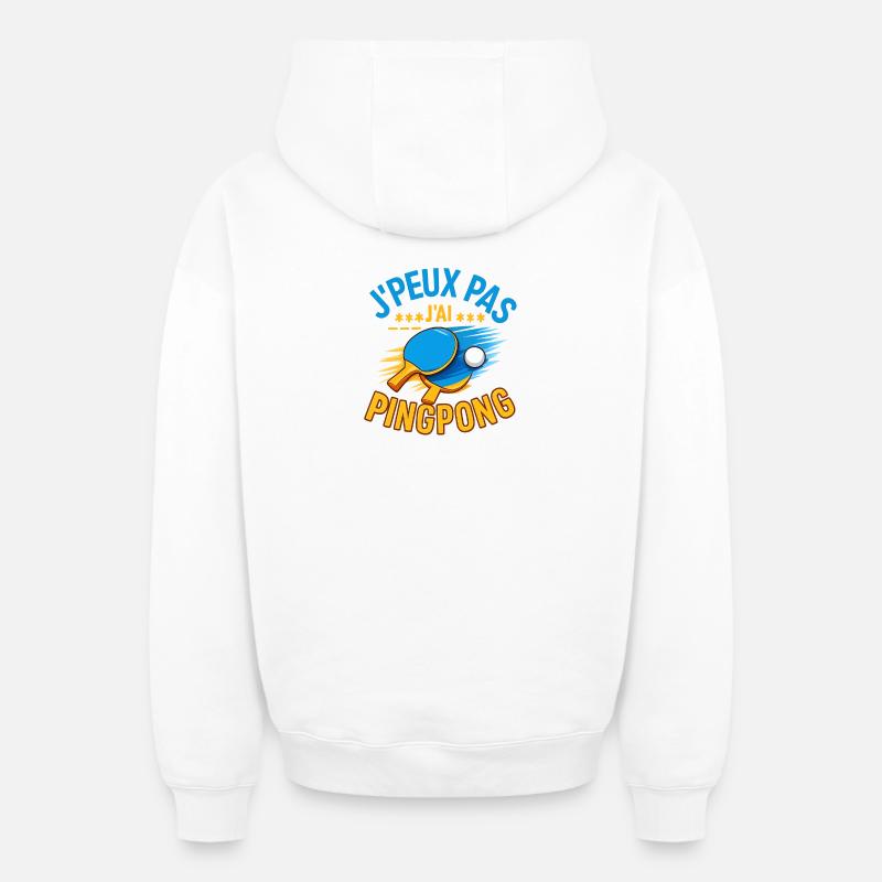 J'peux pas j'ai pingpong - Sweat à capuche unisexe zippé oversize épais SPREAD - blanc