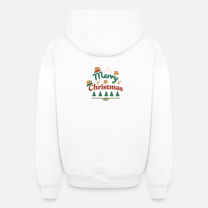 Joyeux Noël imprimé rétro - Sweat à capuche unisexe zippé oversize épais SPREAD - blanc