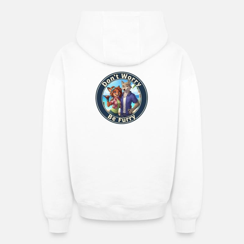 Fursona Be Furry - Sweat à capuche unisexe zippé oversize épais SPREAD - blanc