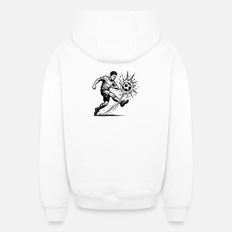 Exploding Soccer Shot Illustration - Oversized Heavyweight Unisex Zip Hoodie - white