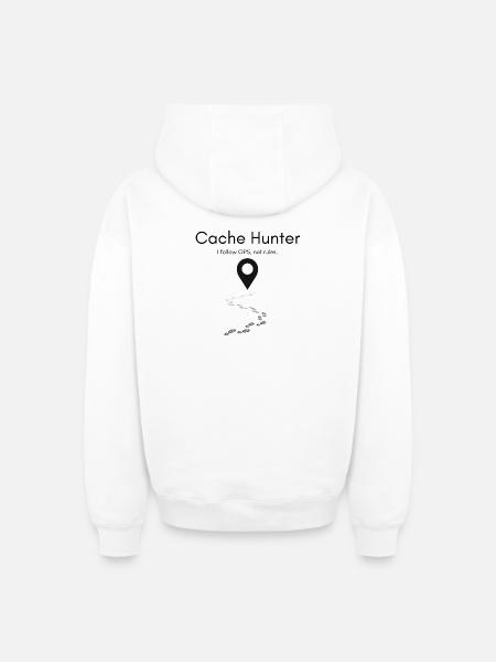 Cache Hunter Shirt – GPS Adventure Outdoor - Oversized Heavyweight Unisex Zip Hoodie - white